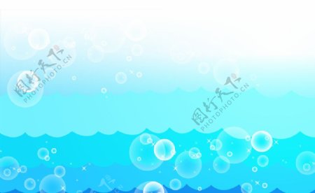 卡通蓝色波浪气泡背景图片