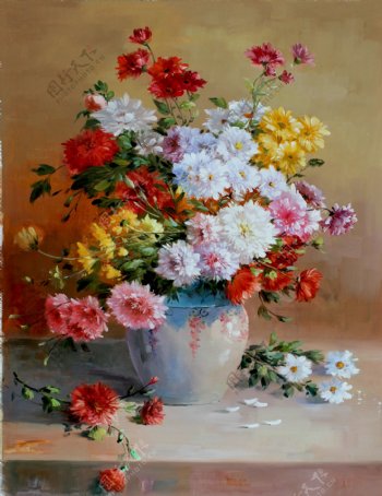 手绘花卉油画图片