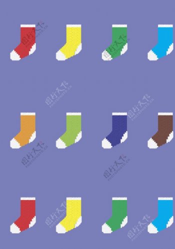 彩色袜子像素点画卡通袜子图片