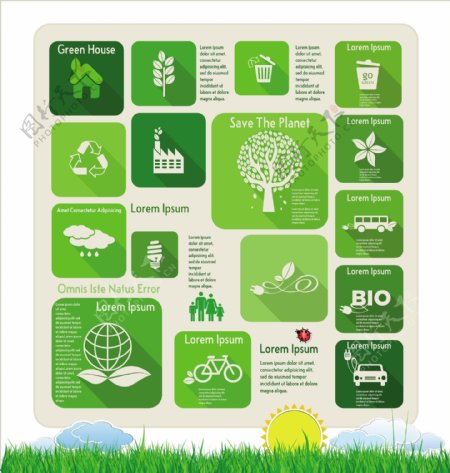 精致生态环保信息图矢量素材图片