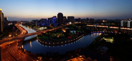 上海苏州河暮色图片