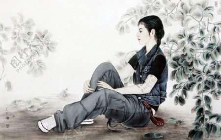 美女少女人物画图片