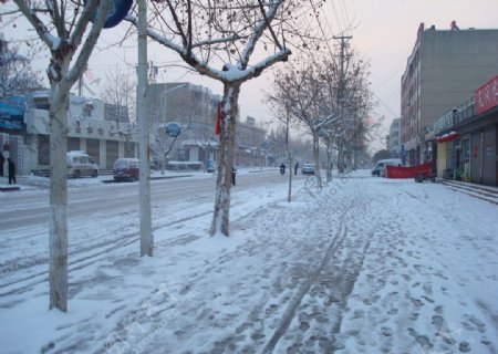 雪景街道图片