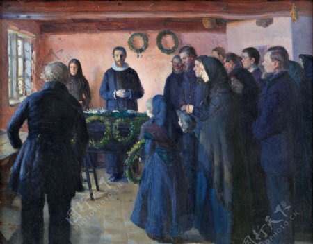 安娜Ancher一个葬礼油画图片