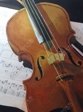 手绘小提琴图片