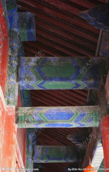 中式建筑室内顶部横梁图片