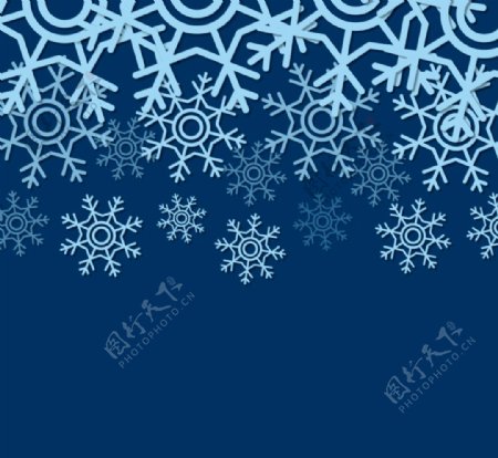 蓝色雪花背景素材图片