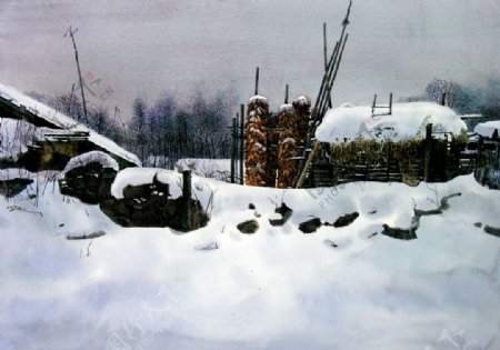 雪漫农家图片