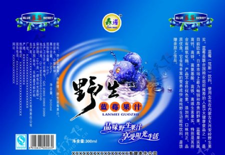 蓝莓果汁瓶标图片