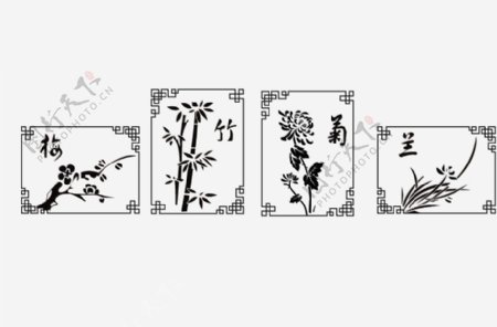 梅兰竹菊矢量素材梅图片