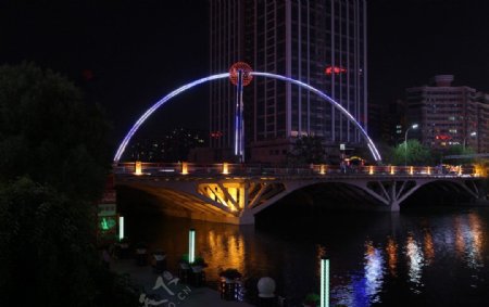 夜景亚星桥亮化工图片