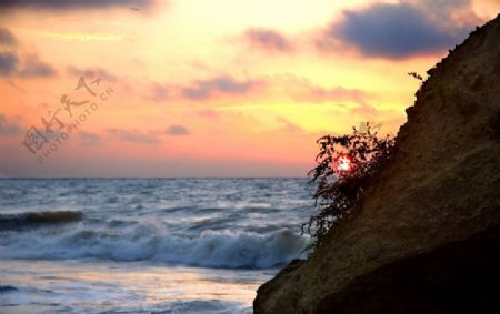 美丽海边日落风景图片