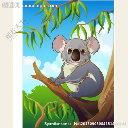 可爱小动物绿色树袋熊图片