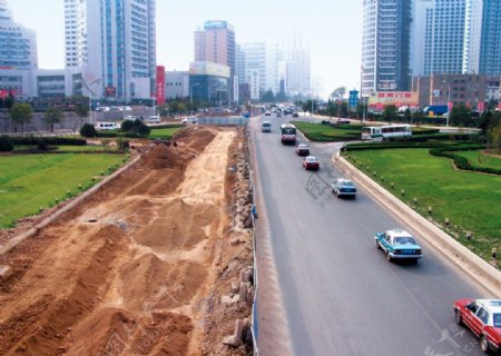 城市道路建设施工现场图片