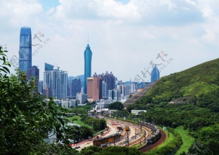 香港罗湖站远眺深圳图片