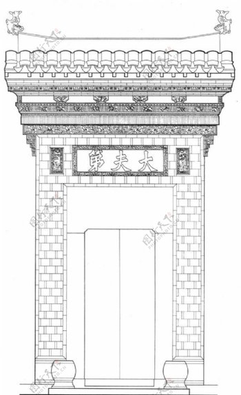 汪令钟住宅内院大门立面图片