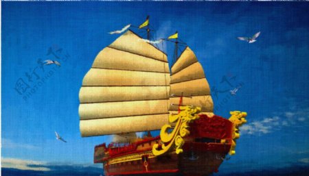 帆船油画60X37cm图片