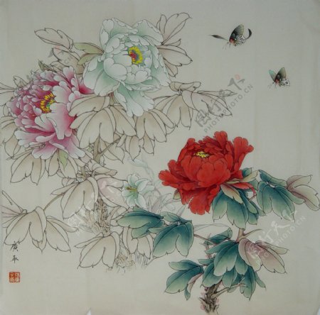 工笔花鸟中国画国画中国风牡丹花古典图片