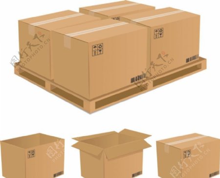 包装箱和纸盒矢量素材图片