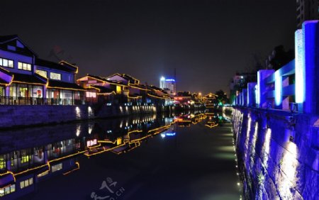 杭州胜利河美食街夜景图片