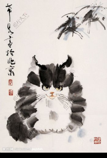 庞希泉现代国画大福猫图片