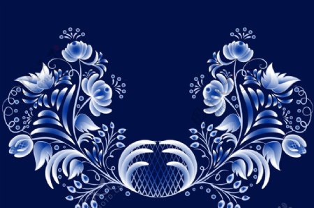 蓝色花纹花卉图片