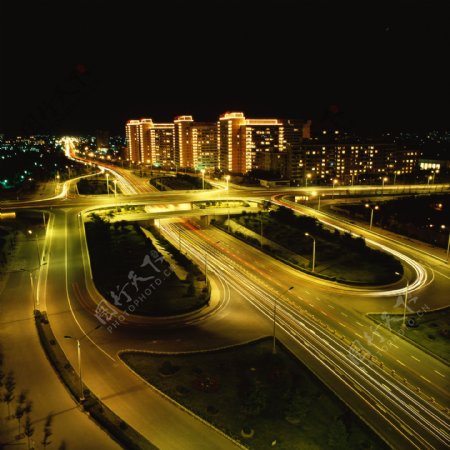 北京建筑道路夜景素材图片