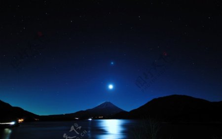 湖畔夜色图片