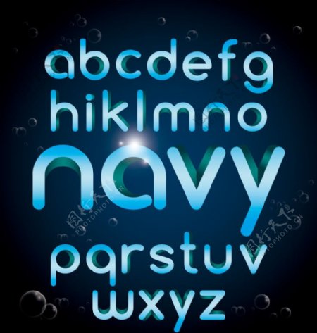 蓝色光滑3d字母图片