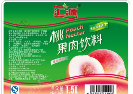 汇源桃果肉饮料标签图片