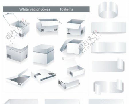 白色盒子胶带矢量素材图片