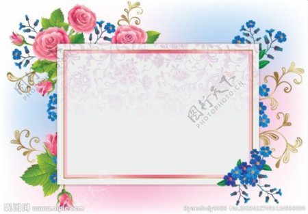 玫瑰边框爱情卡片图片