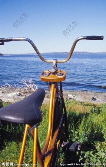 海边的自行车图片