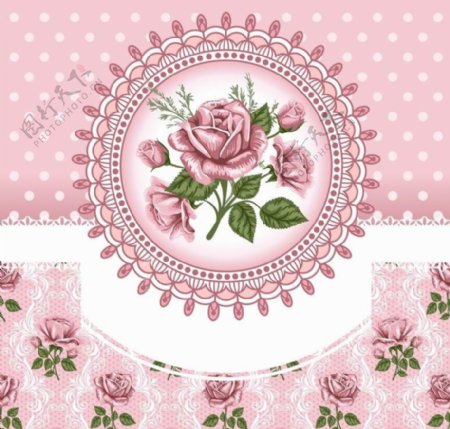 浪漫粉色玫瑰花纹背景图片