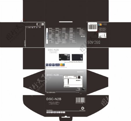 SONY索尼黑色包装盒设计图片