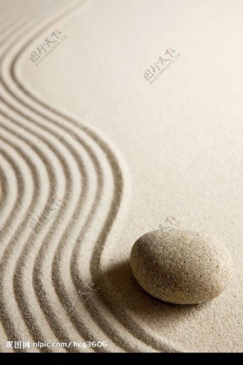 沙地里的石头图片