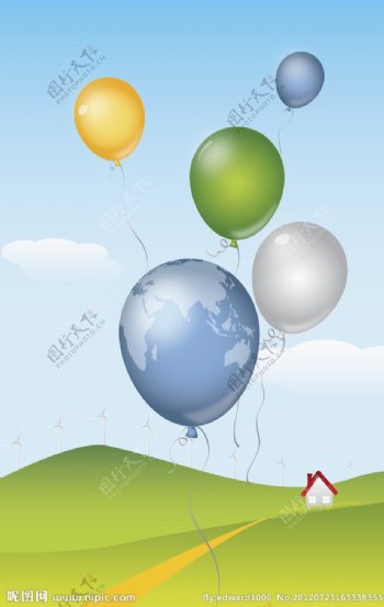 草原热气球背景图片
