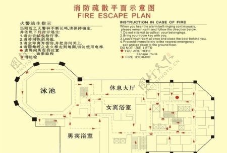 消防疏散平面示意图图片