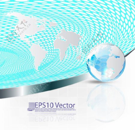 蓝色动感地球圆点商务科技背景图片