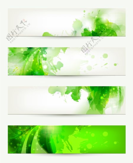 墨迹动感线条绿色环保banners图片