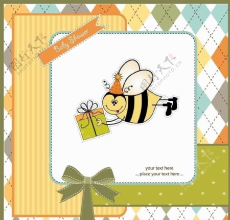 可爱小蜜蜂婴儿宝宝贺卡图片
