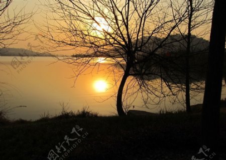 湘湖黄昏图片
