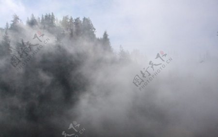 雾气缭绕的山峦图片