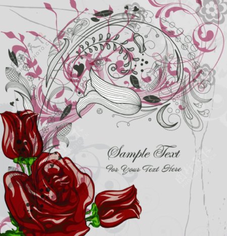 复古玫瑰花纹图片