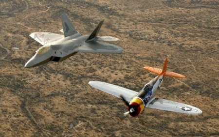 F22与P47战斗机图片
