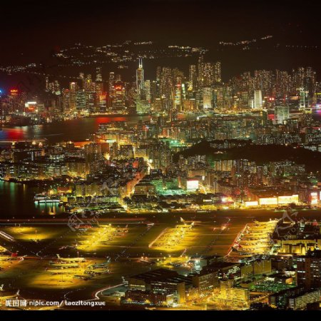 香港夜景鸟瞰摄影图图片
