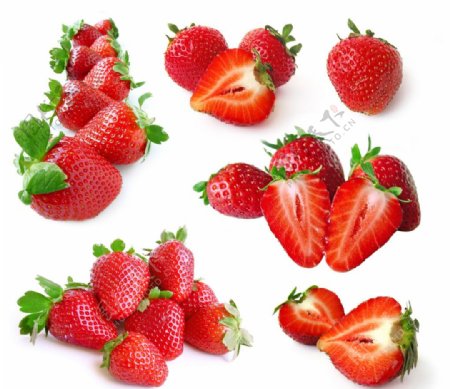 草莓诱人高清单色背景图片