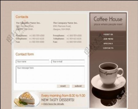 咖啡屋网站模板图片