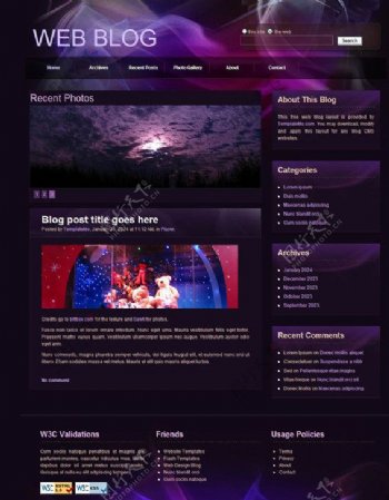 紫色博客网页模板图片