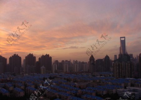 上海黄昏图片